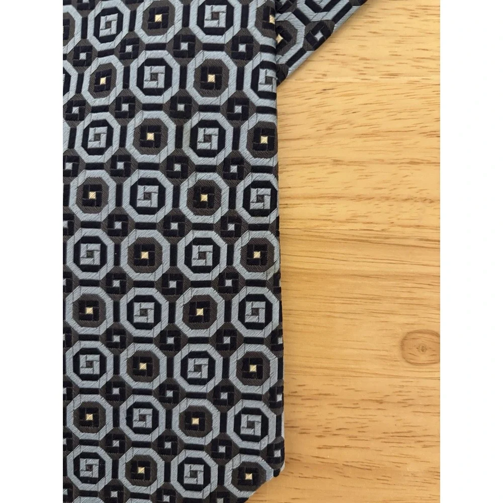 Ermenegildo Zegna‎ Blue Octagonal Geometric 100% Silk Tie 56